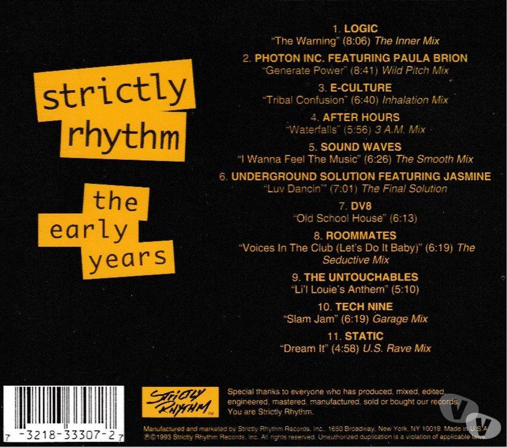 CDs Hauts-de-Seine Antony - 92160 - Photos Vivastreet CD Strictly Rhythm: The Early Years -Compilation Import USA