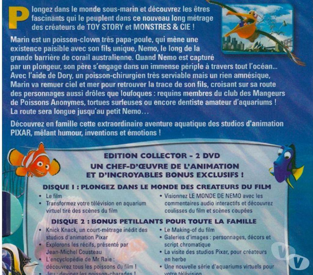 DVD occasion Hauts-de-Seine Antony - 92160 - Photos Vivastreet DVD Monde De Nemo Walt Disney - Edit Collector - Double DVD
