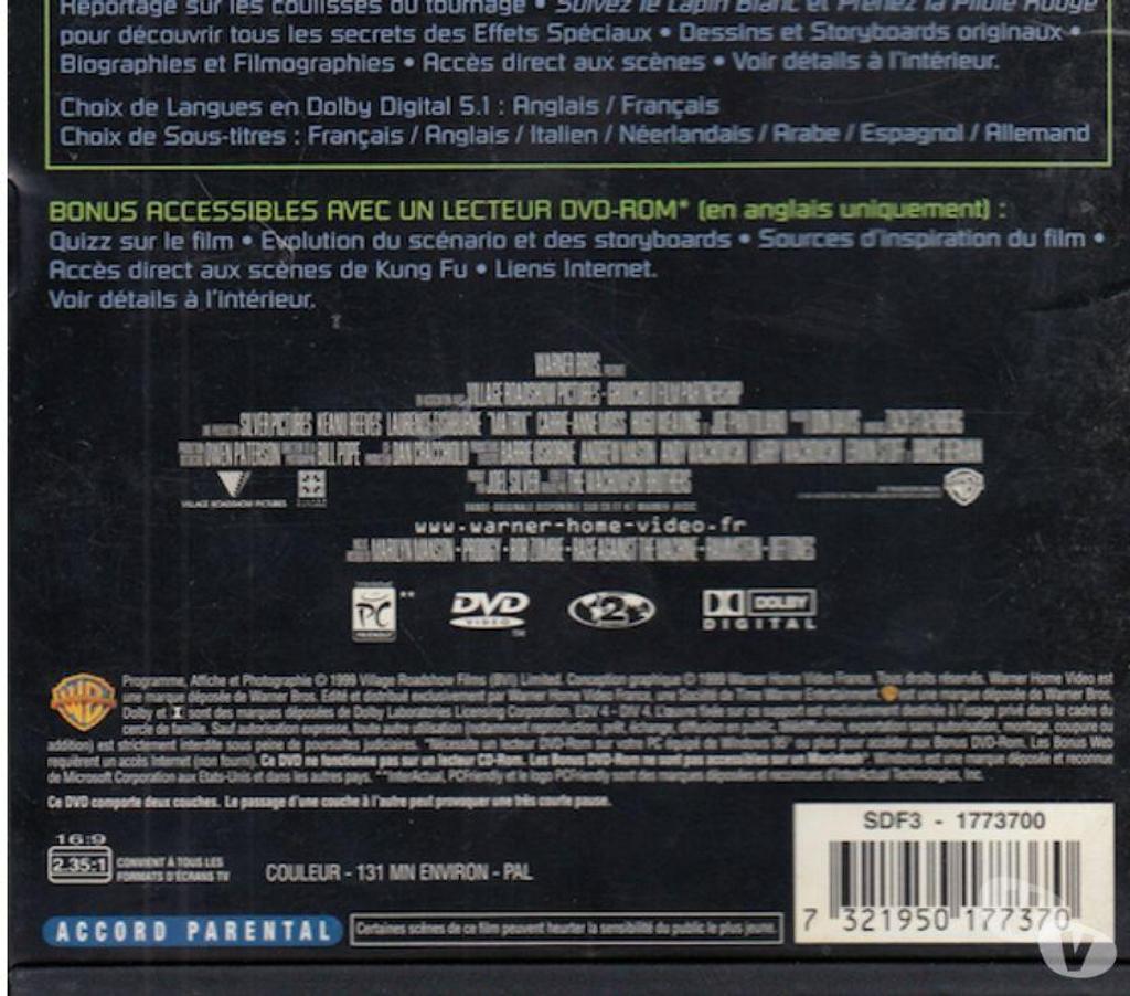 DVD occasion Hauts-de-Seine Antony - 92160 - Photos Vivastreet DVD Matrix (The Matrix) - Wachowski