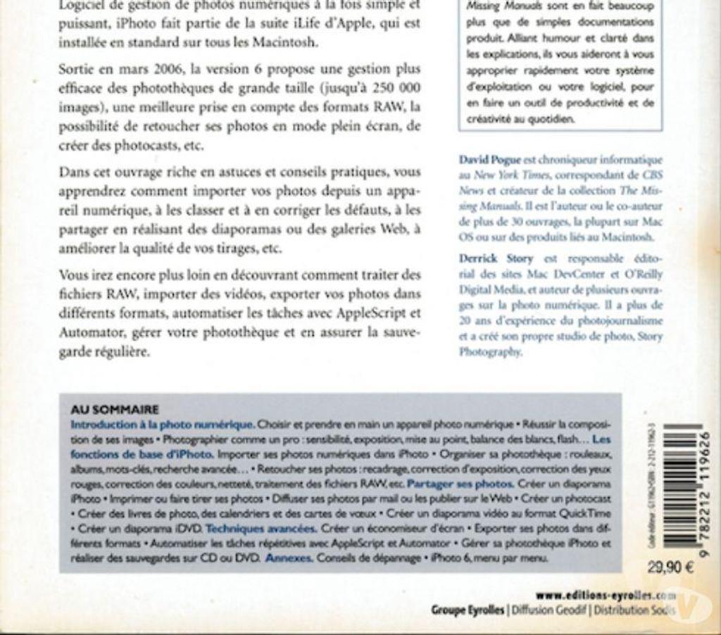 Livres occasion Hauts-de-Seine Antony - 92160 - Photos Vivastreet Livre: Iphoto 6 - Le manuel pour le logiciel Apple
