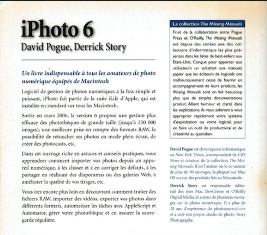 Livres occasion Hauts-de-Seine Antony - 92160 - Photos Vivastreet Livre: Iphoto 6 - Le manuel pour le logiciel Apple