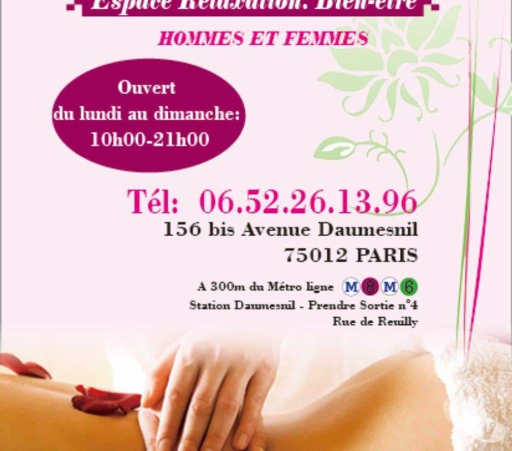 Massages Paris Paris 12ème ardt - 75012 - Photos Vivastreet MASSAGE DE BIEN ETRE