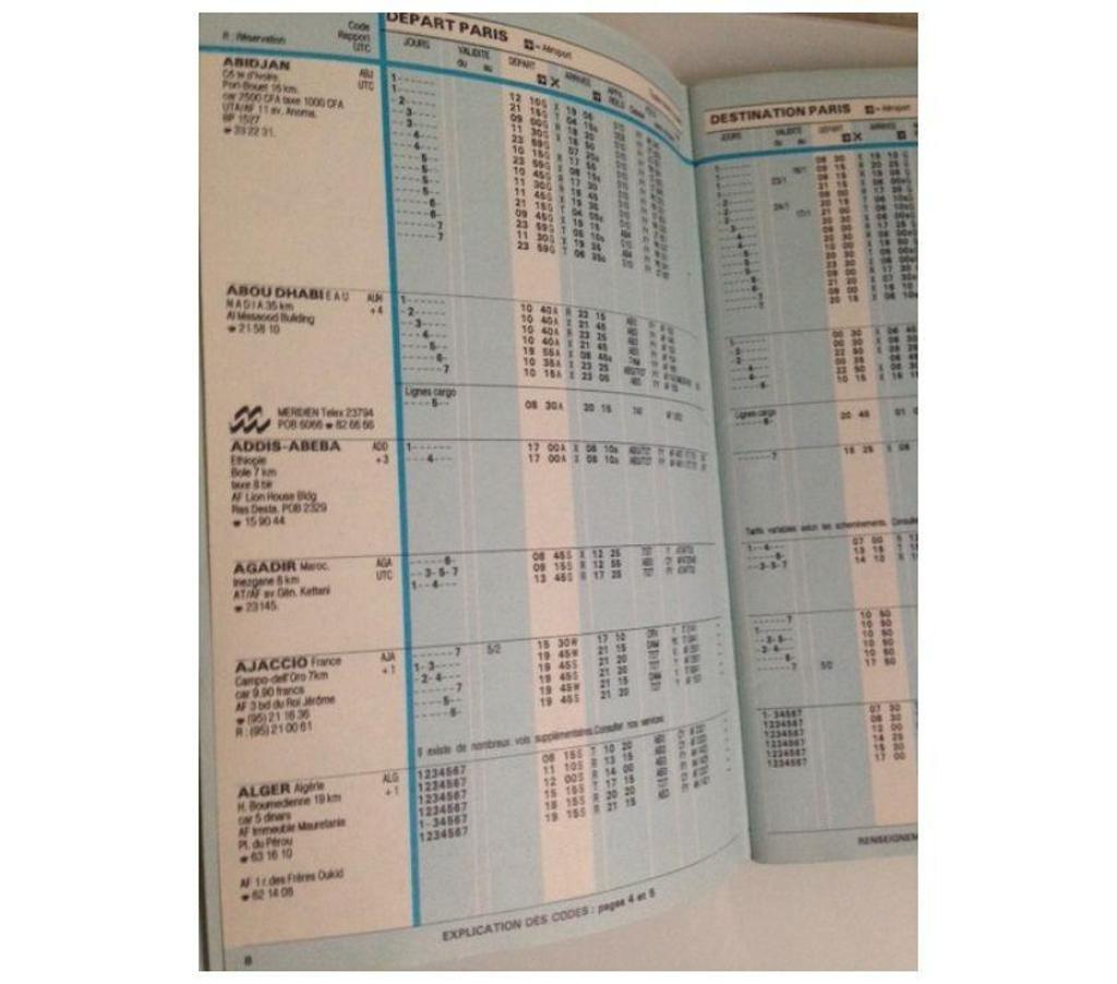 Collection Seine-et-Marne Meaux - 77100 - Photos Vivastreet HORAIRE CARNET DE POCHE Air France 1984