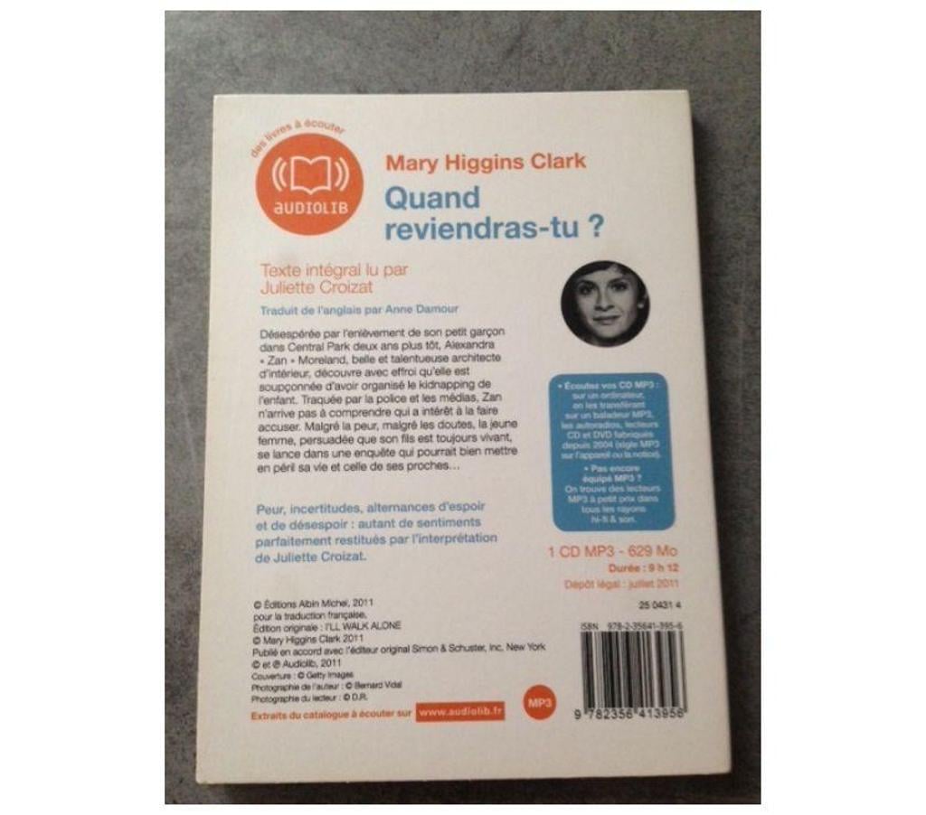 CDs Seine-et-Marne Meaux - 77100 - Photos Vivastreet Livre AUDIOLIB "Quand reviendras-tu" Mary Higgins Clark 