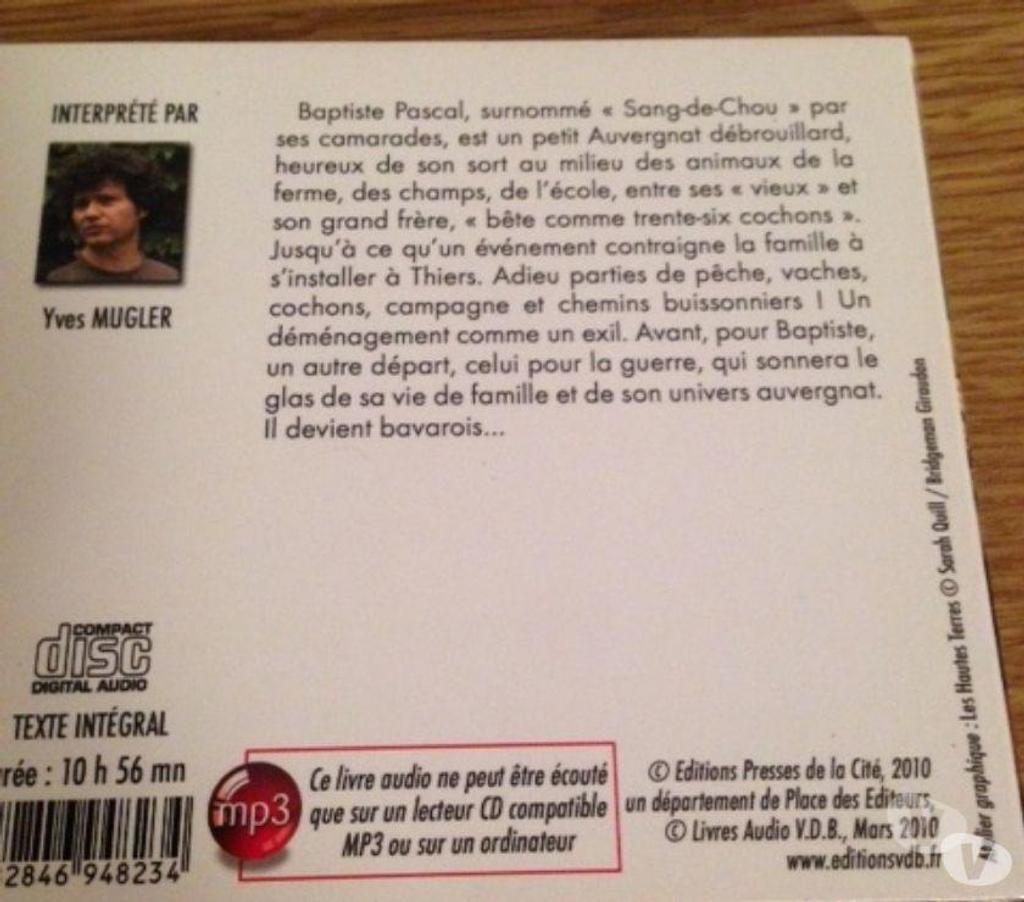 CDs Seine-et-Marne Meaux - 77100 - Photos Vivastreet Lot de 2 Livres AUDIO Jean Anglade et Gilbert BORDES 