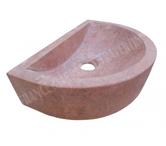 Travertin Rose Rouge Vasque Lave Main Mi-Lune REF 1721