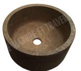 Travertin Noce Marron Vasque Modèle Petit Cylindre REF 1449