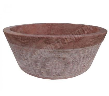 Bricolage - Jardin - Outillage Forcalqueiret Var - Photos Vivastreet Travertin Rose Rouge Vasque Modèle Mi-Conique Strié REF 1127