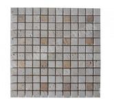 Travertin Beige - Milieu Jaune Mosaïque 2,3x2,3 cm REF 1606