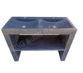 Basalte Noir Evier 2 Bacs Avec Pieds REF 2225