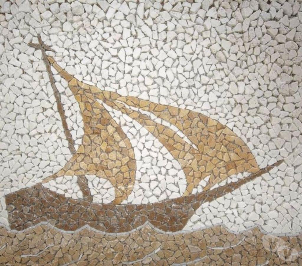  Var Forcalqueiret - 83136 - Photos Vivastreet Travertin Mixte Tableau Bateau Mosaïque 92x66cm REF 801