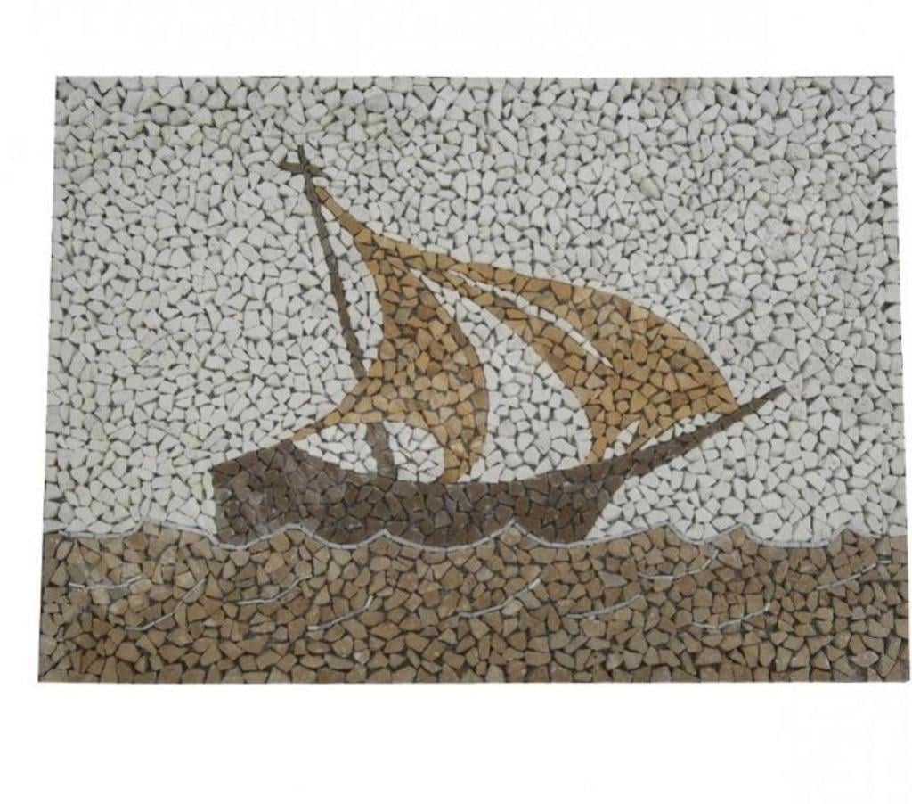  Var Forcalqueiret - 83136 - Photos Vivastreet Travertin Mixte Tableau Bateau Mosaïque 92x66cm REF 801
