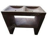 Travertin Noce Marron Évier Meuble 2 Bacs REF 1304