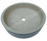 Travertin Clssb Vasque Modèle Cylindre Plat Strié REF 3080