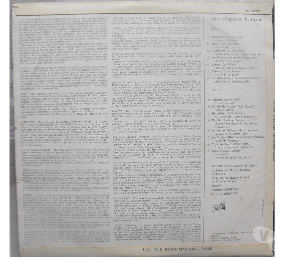 CDs Hérault Castries - 34160 - Photos Vivastreet MICHEL DENS AIRS D’OPERAS FRANÇAIS PLAISIR MUSICAL 33 tours