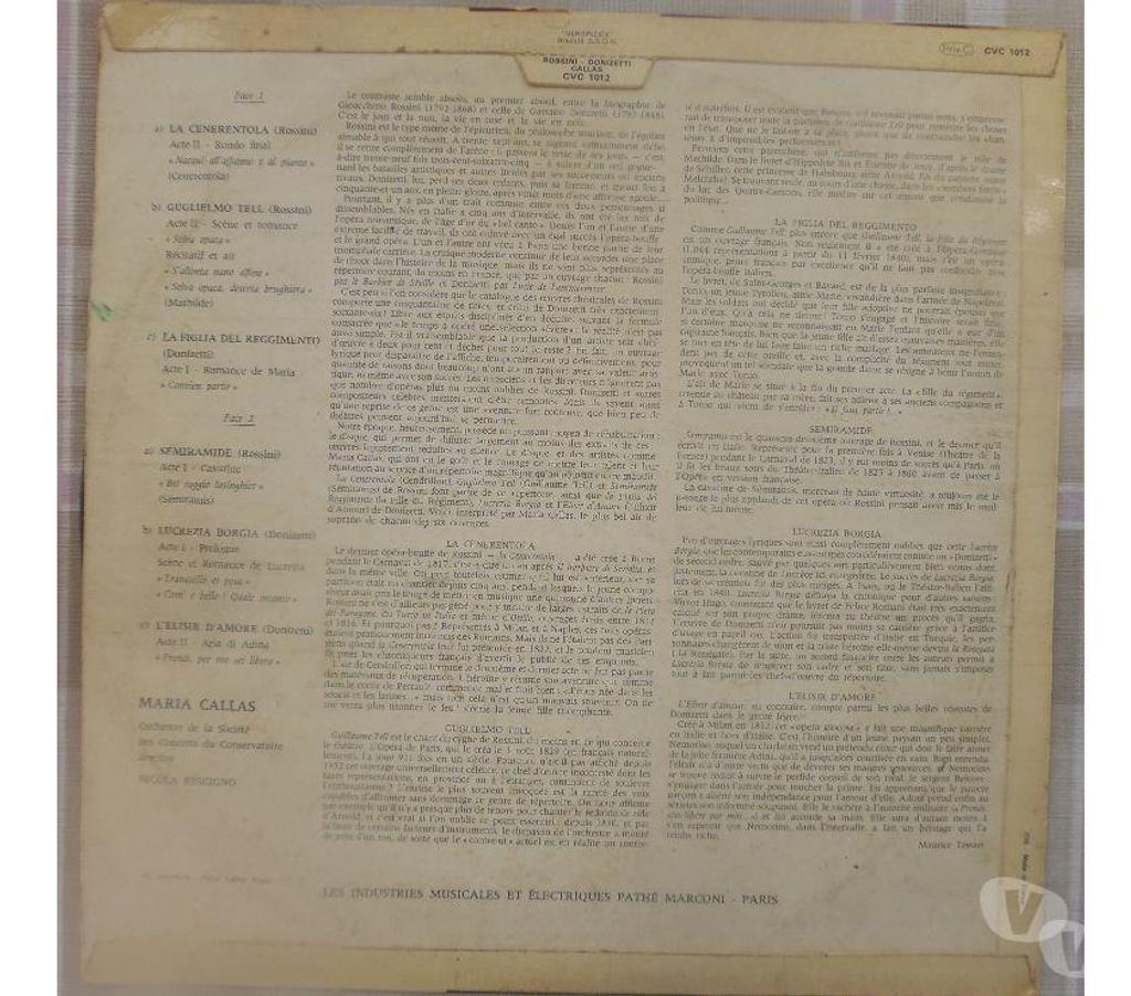 CDs Hérault Castries - 34160 - Photos Vivastreet MARIA CALAS ROSSINI EMI PATHE MARCONI LA VOIX DE SON MAITRE