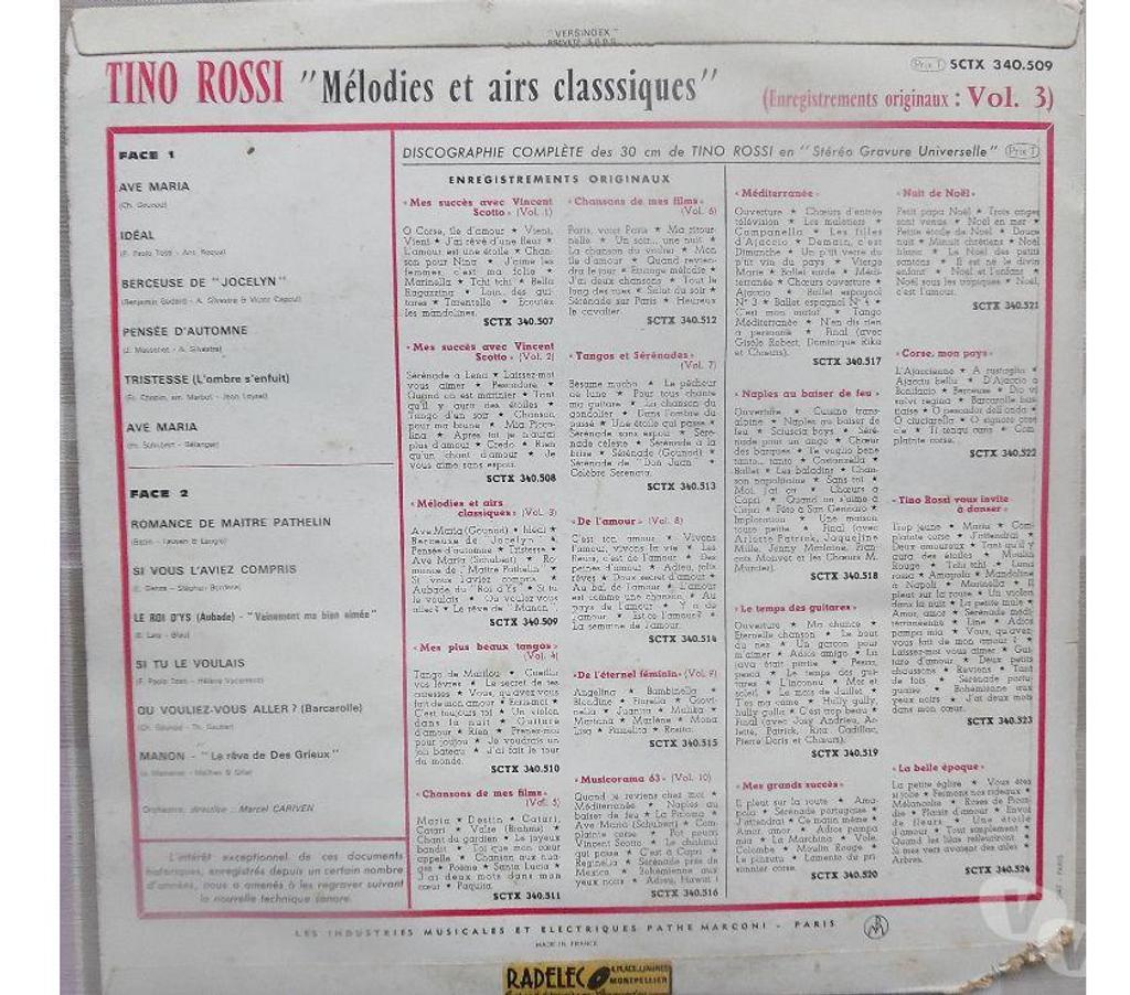 CDs Hérault Castries - 34160 - Photos Vivastreet TINO ROSSI airs et mélodies classiques enregistr. originaux