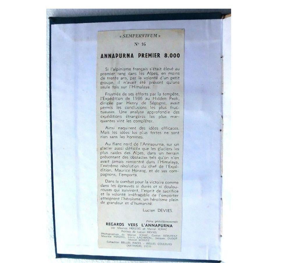 Livres occasion Hérault Castries - 34160 - Photos Vivastreet MAURICE HERZOG - ANNAPURNA - Premier 8.000 - ARTHAUD 