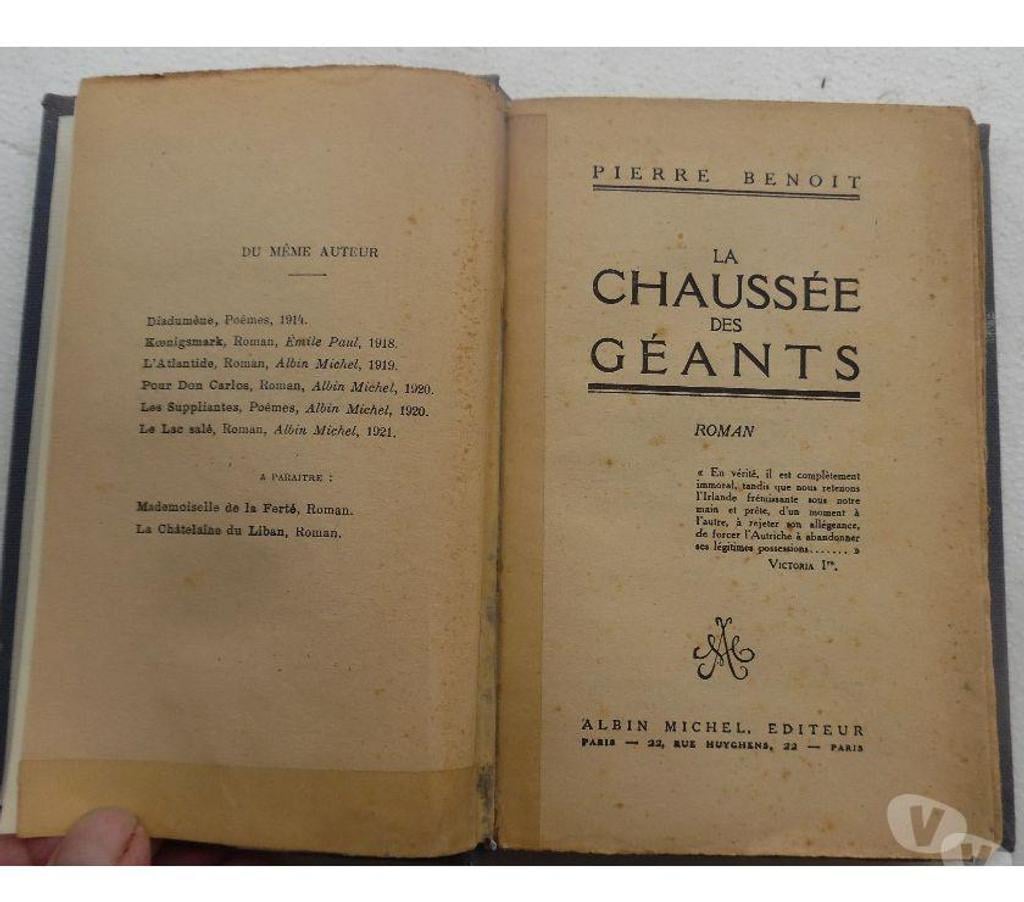 Livres occasion Hérault Castries - 34160 - Photos Vivastreet LA CHAUSSEE DES GEANTS Pierre BENOIT Roman 10.2.22