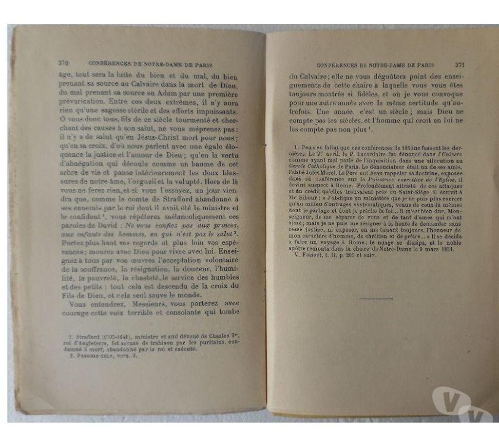 Livres occasion Hérault Castries - 34160 - Photos Vivastreet Conférences de Notre-Dame de Paris IV - Tome quatrième -1849
