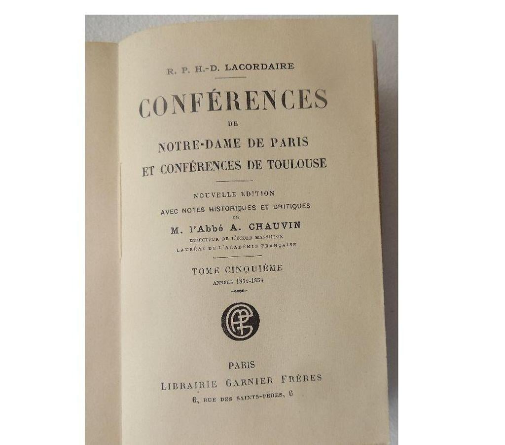 Livres occasion Hérault Castries - 34160 - Photos Vivastreet Conférences de Notre-Dame de Paris V Tome cinquième - 1851