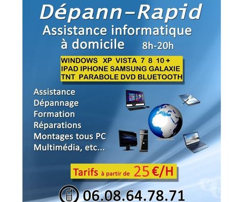 Dépannage ordi Mac / PC / portable Bouches-du-Rhône Rognac - 13340 - Photos Vivastreet ASSISTANCE INFORMATIQUE A DOMICILE