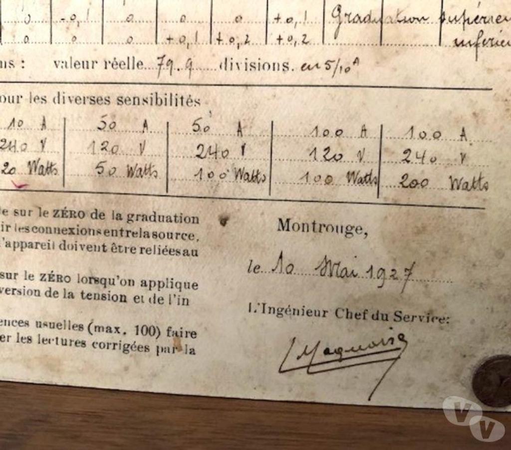 Collection Nord Valenciennes - 59300 - Photos Vivastreet Wattmètre Etalon Electrodynamique de 1927 113