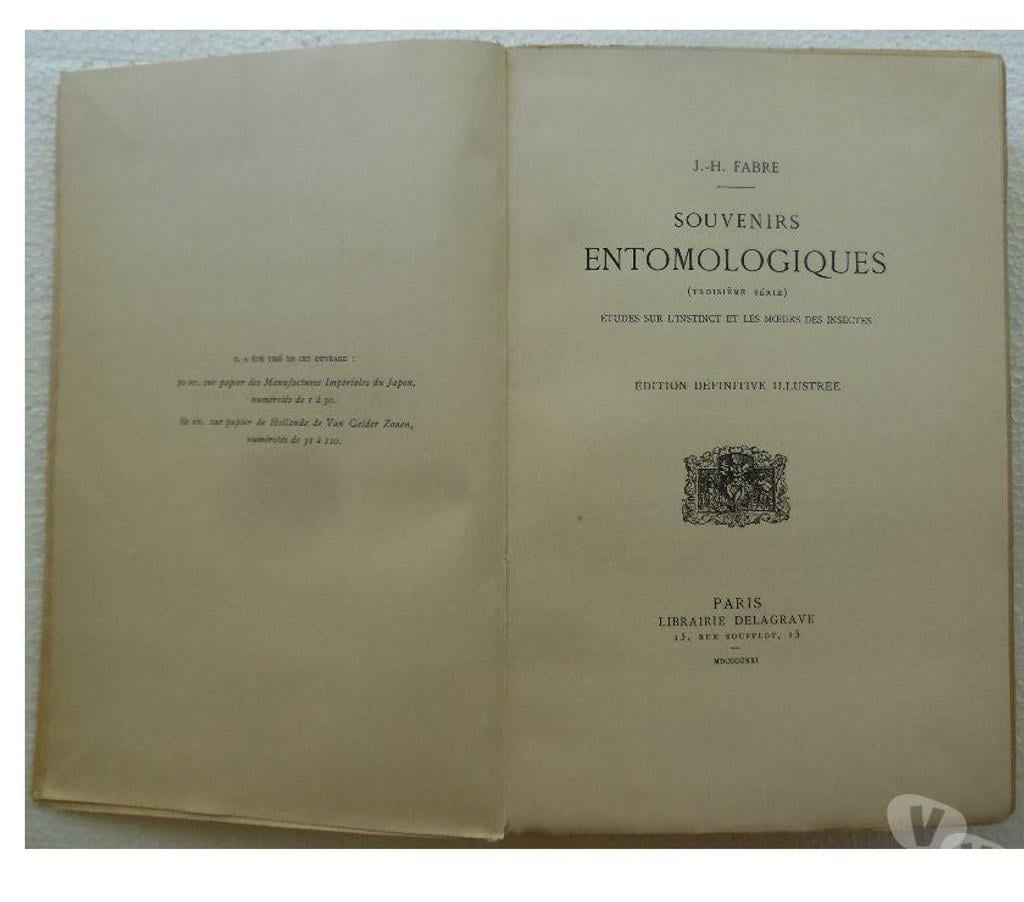 Livres occasion Hérault Castries - 34160 - Photos Vivastreet J.- H. FABRE 3ème série SOUVENIRS ENTOMOLOGIQUES 