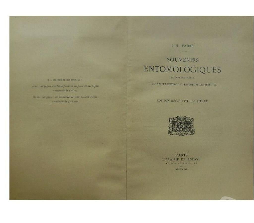 Livres occasion Hérault Castries - 34160 - Photos Vivastreet J.- H. FABRE 4ème série SOUVENIRS ENTOMOLOGIQUES Études 
