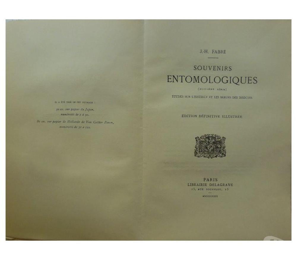 Livres occasion Hérault Castries - 34160 - Photos Vivastreet J.- H. FABRE 8ème série SOUVENIRS ENTOMOLOGIQUES Études 