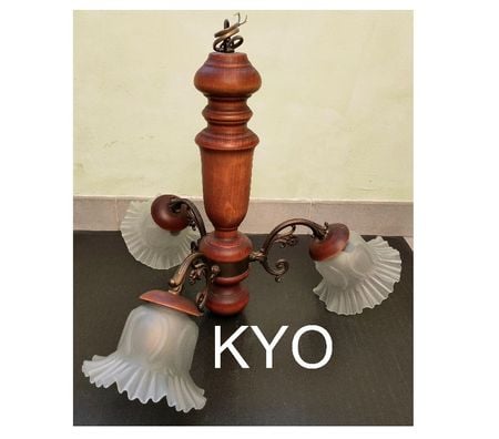 Décoration - art Jura Foncine le Haut - 39460 - Photos Vivastreet Lustre suspension 3 branches, Valois Tosel, bois verre métal