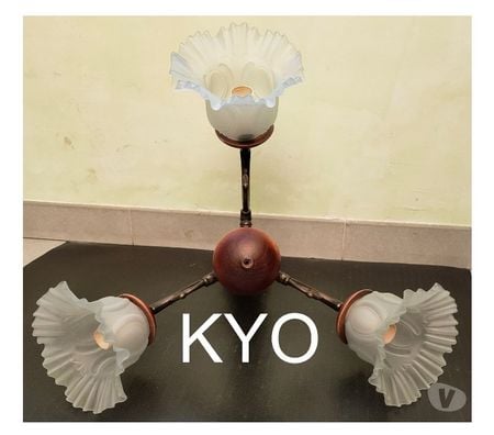 Décoration - art Jura Foncine le Haut - 39460 - Photos Vivastreet Lustre suspension 3 branches, Valois Tosel, bois verre métal