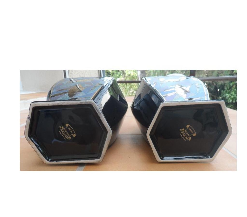 Décoration - art Hérault Castries - 34160 - Photos Vivastreet 2 Vases hexagonaux neufs noirs vintage AN 70 en céramique 