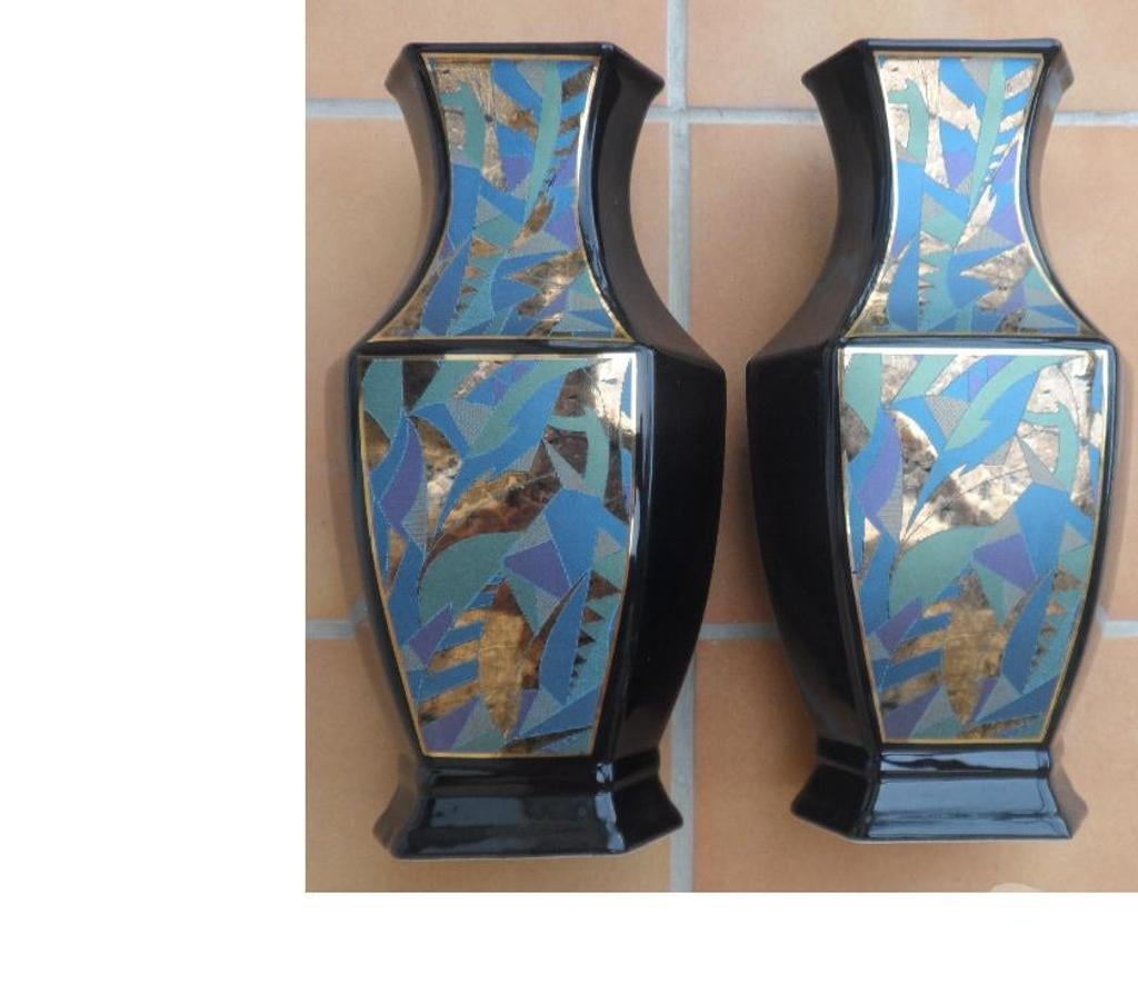 Décoration - art Hérault Castries - 34160 - Photos Vivastreet 2 Vases hexagonaux neufs noirs vintage AN 70 en céramique 