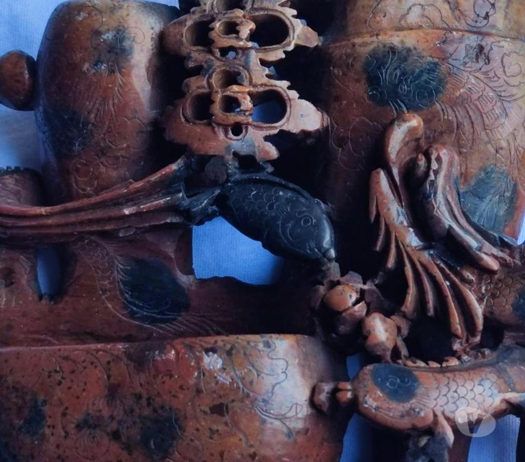 Décoration - art Val-d'Oise Bernes sur Oise - 95340 - Photos Vivastreet Asian SOAPSTONE Carved Sculpture Double Vase