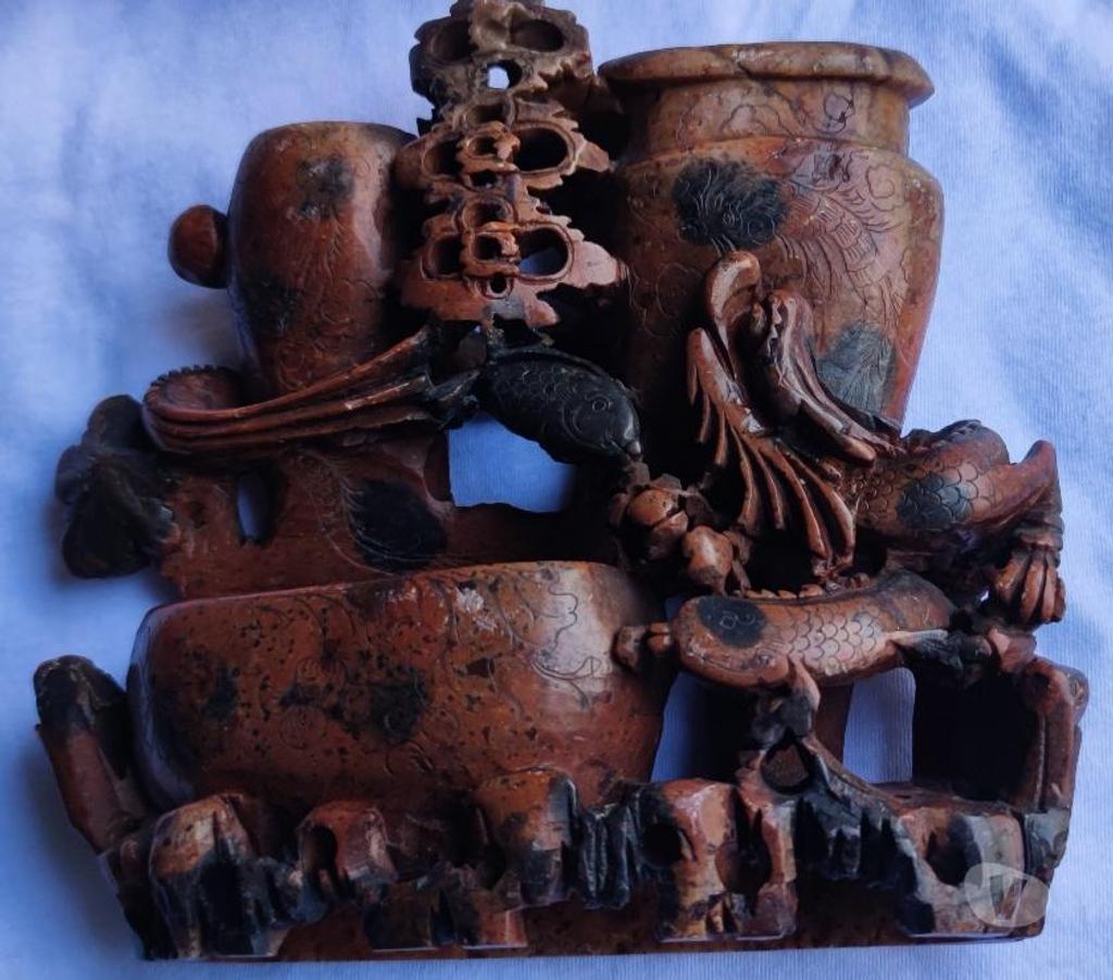 Décoration - art Val-d'Oise Bernes sur Oise - 95340 - Photos Vivastreet Asian SOAPSTONE Carved Sculpture Double Vase