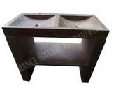 travertin noce meuble evier double vasque 1e choix 
