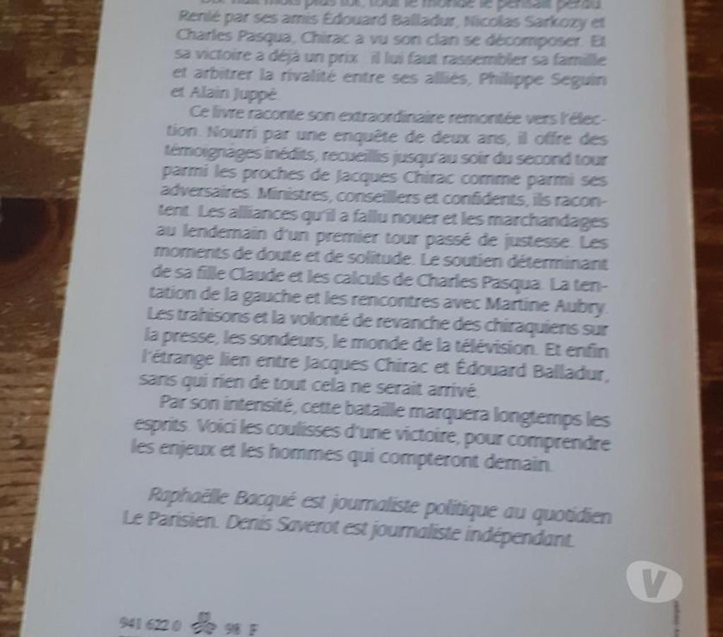 Livres occasion Eure-et-Loir Marchezais - 28410 - Photos Vivastreet Chirac Président - Les coulisses d'une victoire
