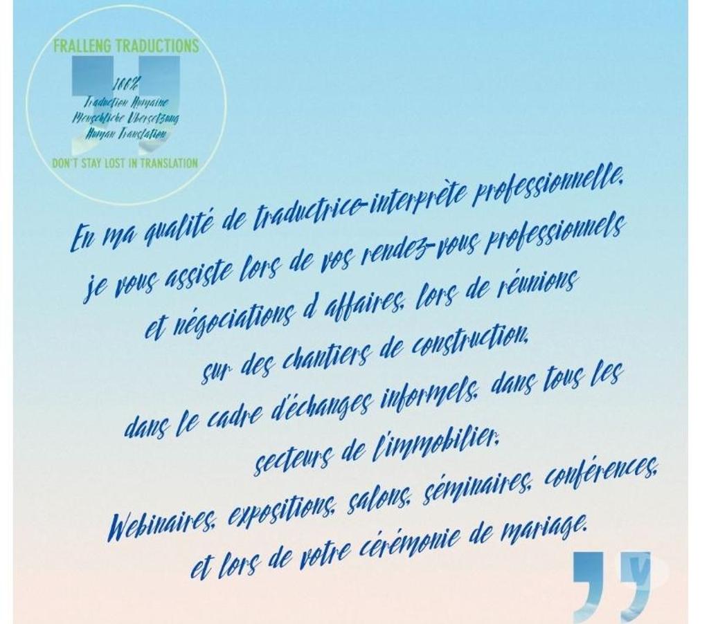 Traductions Var Ste Maxime - 83120 - Photos Vivastreet Traductrice-interprète professionnelle-Interpreter