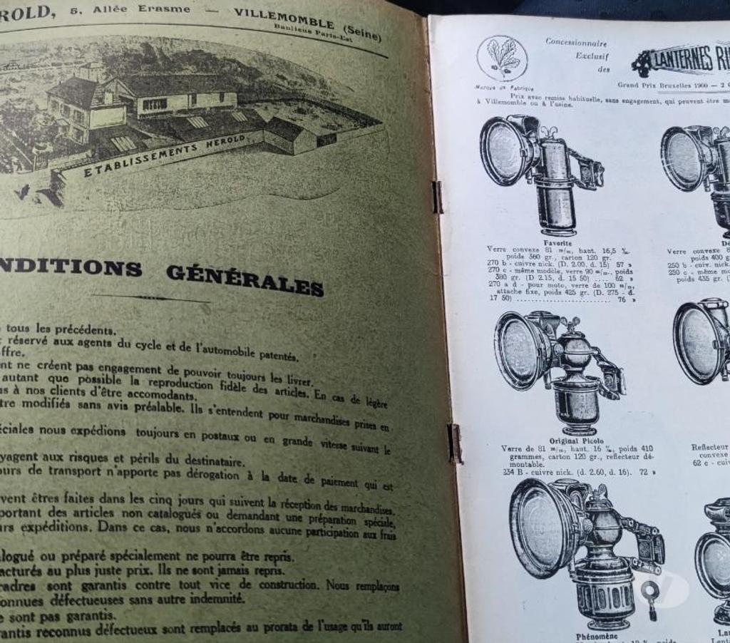 Collection Val-d'Oise Bernes sur Oise - 95340 - Photos Vivastreet Rare : Catalogue 1925 Tarif ARTHUR HEROLD Cycles-Motos-Autos