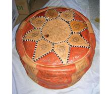 Véritable pouf marocain en cuir