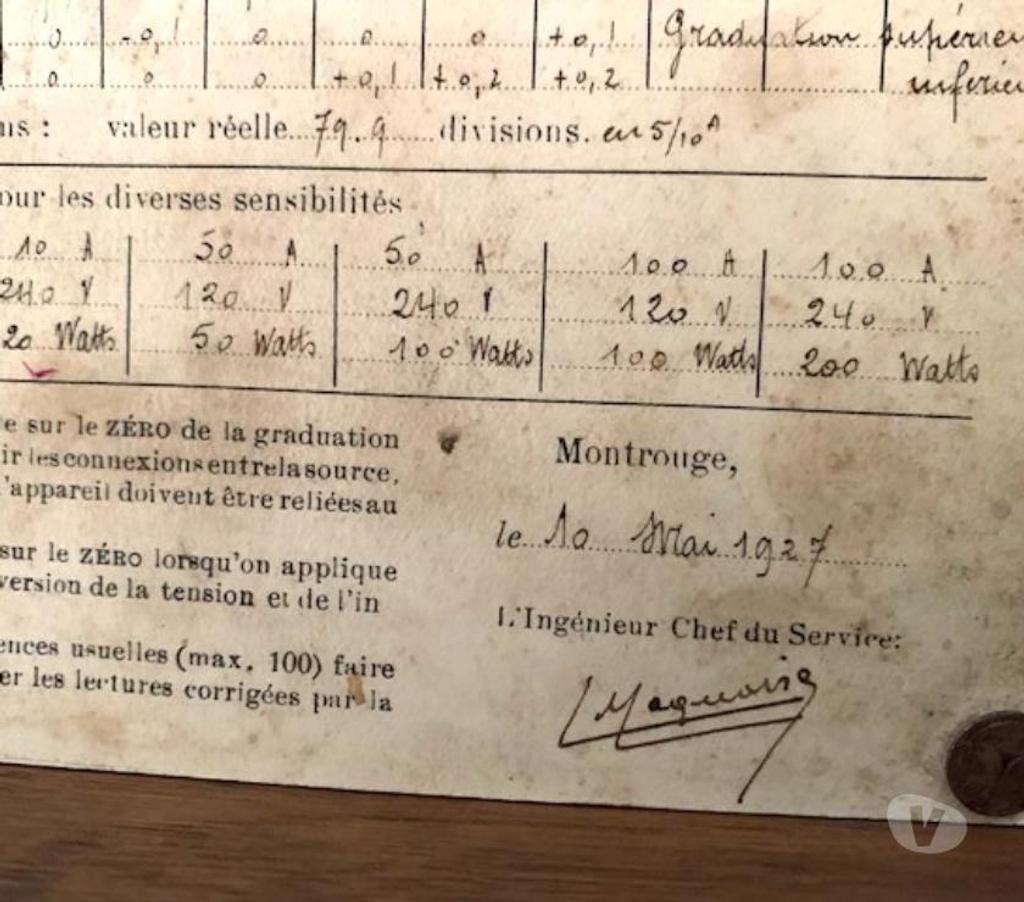 Collection Nord Valenciennes - 59300 - Photos Vivastreet Wattmètre Etalon Electrodynamique de 1927 113 