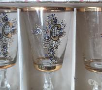 Vintage : Lot de 12 Verres Liseré Doré Lettre C Monogramme
