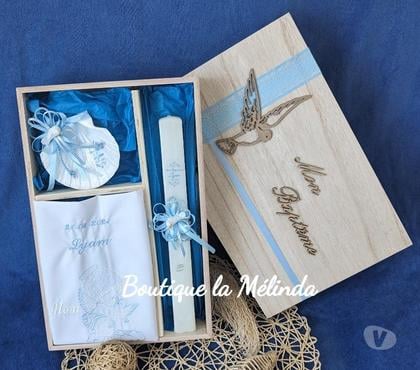 Vêtements bébés Chennevieres sur Marne Val-de-Marne - Photos Vivastreet BAPTEME : Boite en bois kit Bougie + Serviette + Coupelle