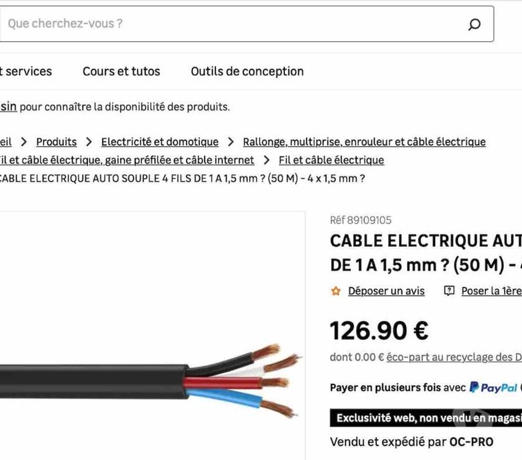  Nord Valenciennes - 59300 - Photos Vivastreet Câble souple 4 x 1,5 mm2 56