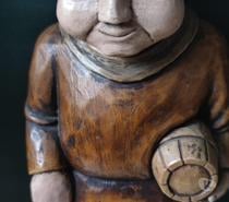 Rare & Vintage Statuette HOMME En Bois Sculpté Polychrome