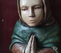 Vintage & Rare : Statuette FEMME RELIGIEUSE En Bois Sculpté