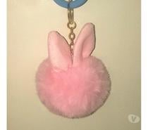 Porte-clé, gros pompon lapin