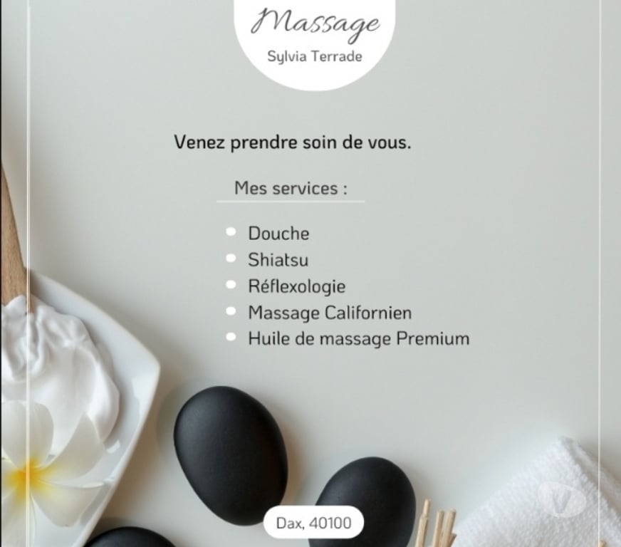 Massages Landes Dax - 40100 - Photos Vivastreet Shiatsu -Réflexologie -Détente-Californien