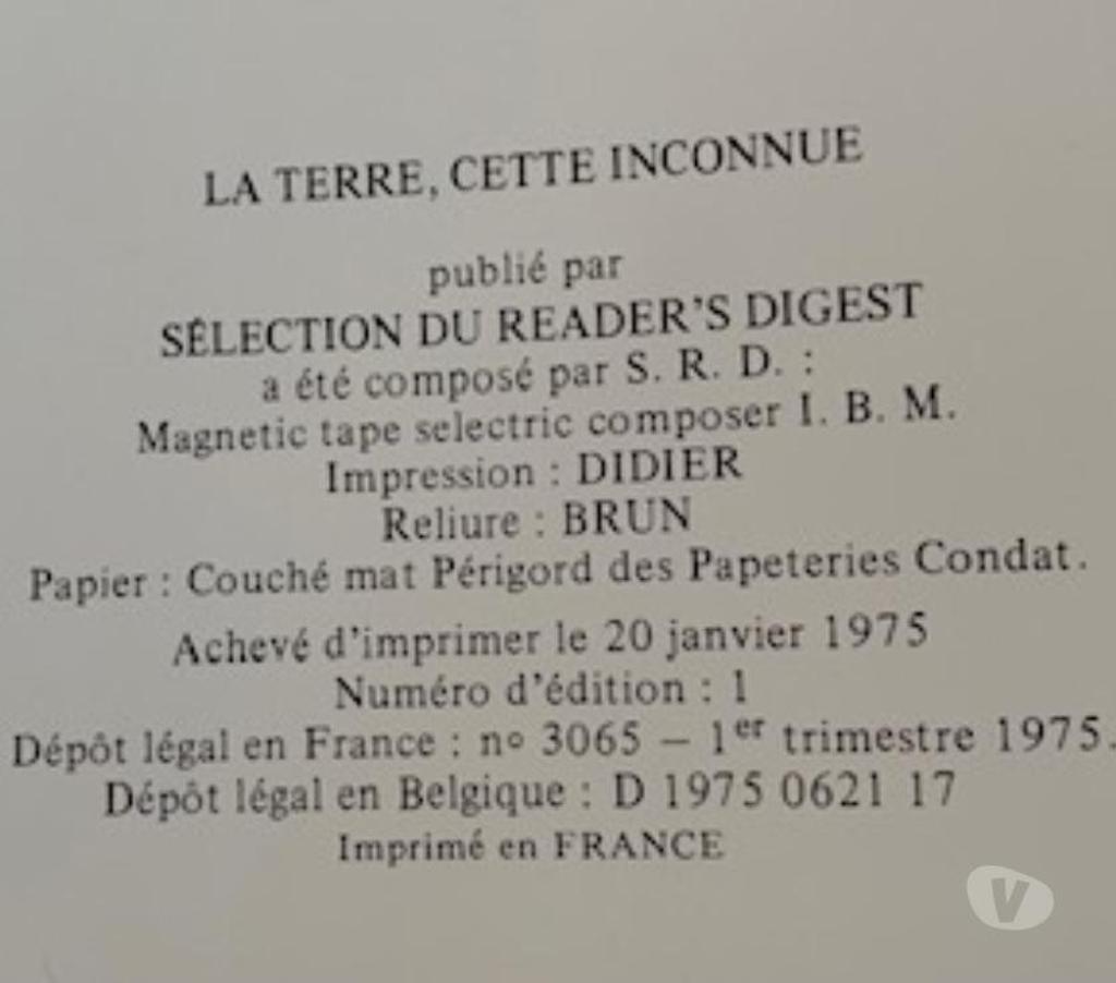 Livres occasion Val-de-Marne Villejuif - 94800 - Photos Vivastreet La terre cette inconnue -Première édition de 1975.